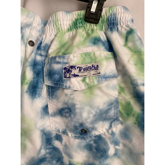 Blue and Green Tie-Dye Swim Trunks - Picture 4 of 7